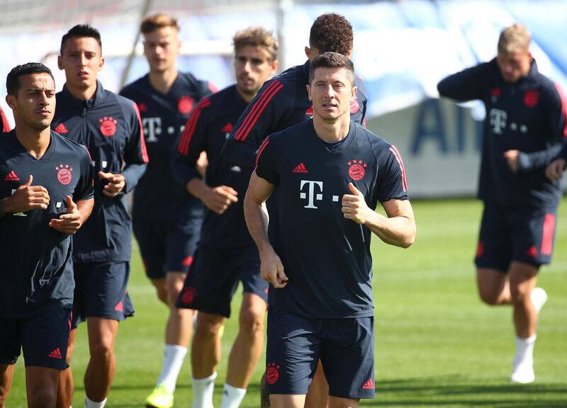 Bayern Munich's Robert Lewandowski during training. Reuters