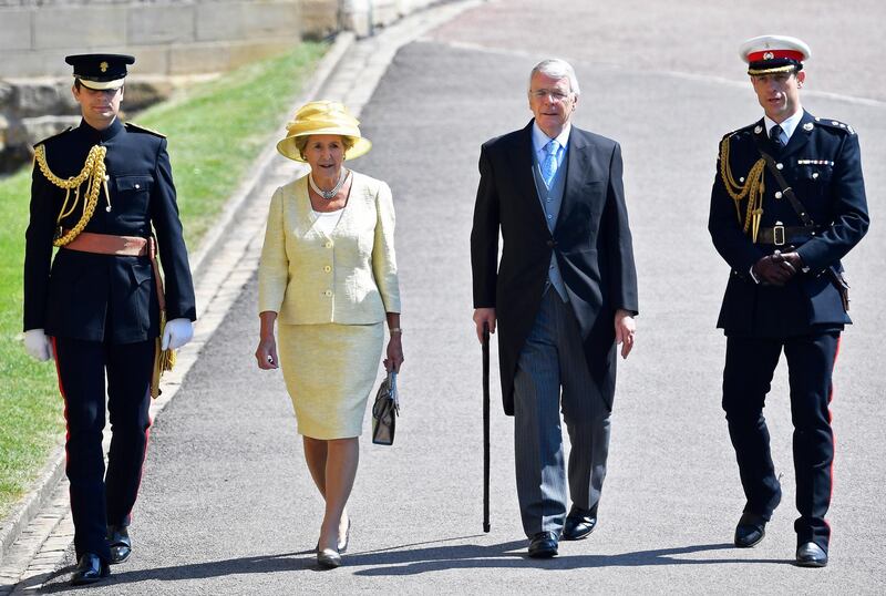 Former British Prime Minister, Sir John Major with his wife Dame Norma Major arrive for the royal wedding ceremony of Britain's Prince Harry and Meghan Markle at St George's Chapel in Windsor Castle, in Windsor. Toby Melville / EPA