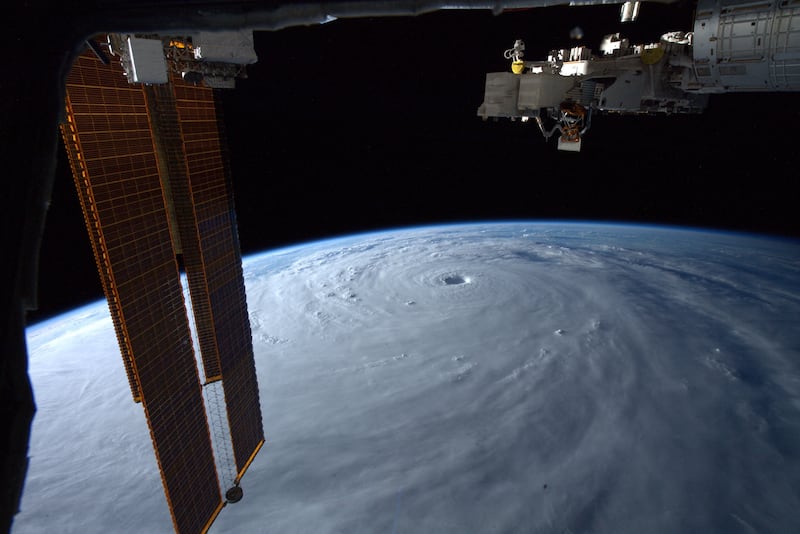 A view of Typhoon Nanmadol from space. One person was confirmed dead in Japan after it made landfall but authorities have since downgraded storm warnings. AFP