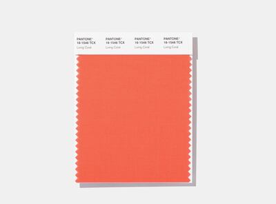 This image released by Pantone Color Institute shows a swatch featuring Living Coral, which Pantone Color Institute has chosen  as its 2019 color of the year. (Pantone Color Institute via AP)