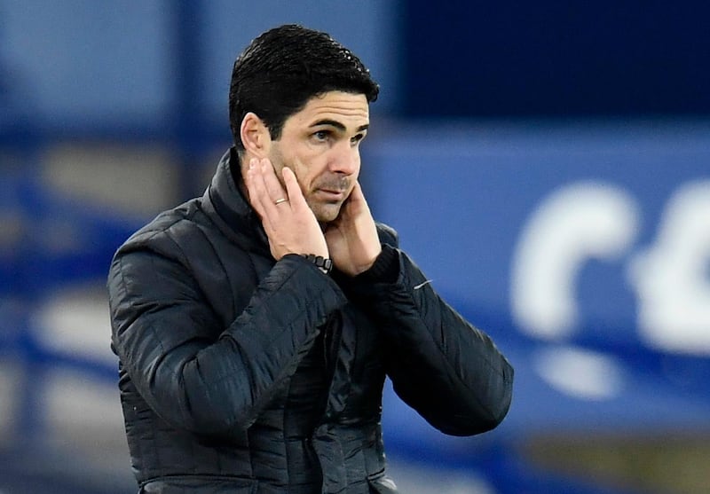 Arsenal manager Mikel Arteta looks dejected. Reuters