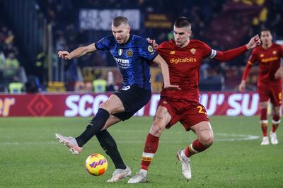 Inter's Edin Dzeko playing against former club Roma in Serie A earlier this season. EPA