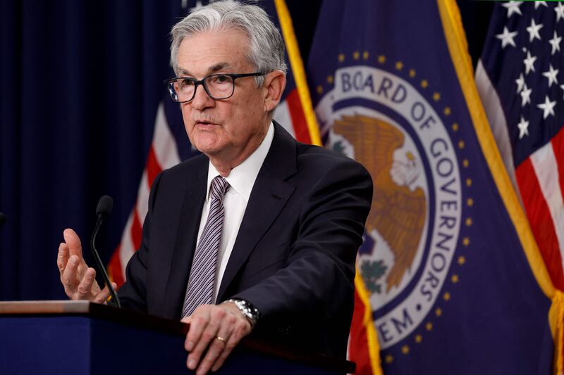 Federal Reserve Board Chairman Jerome Powell delivers remarks at a news conference following a Federal Open Market Committee meeting on May 3, 2023 in Washington, DC. Getty Images via AFP