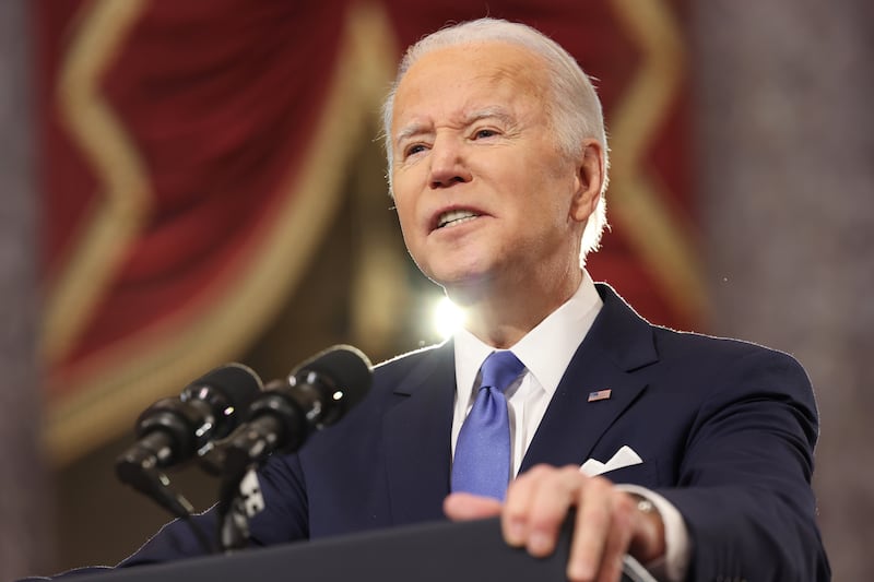 Mr Biden marks the one-year anniversary of the Capitol attack on January 6. EPA