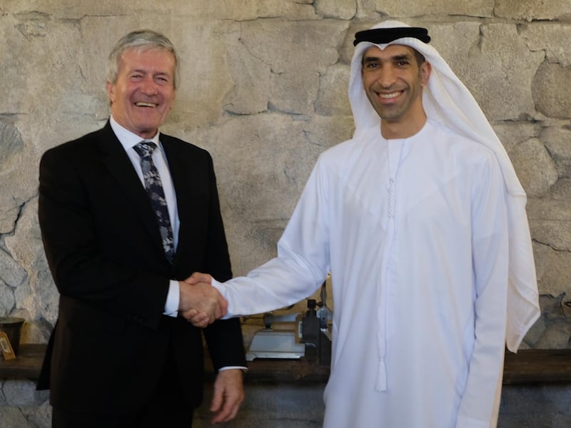 Dr Thani bin Ahmed Al Zeyoudi, Minister of State for Foreign Trade and Damien O’Connor, New Zealand’s Minister of Trade. Photo: Ministry of Economy