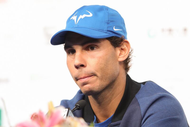 BEIJING, CHINA - OCTOBER 02:  Rafael Nadal of Spain attends a press conference during the day three of 2017 China Open at the China National Tennis Centre on October 2, 2017 in Beijing, China.  (Photo by Lintao Zhang/Getty Images)