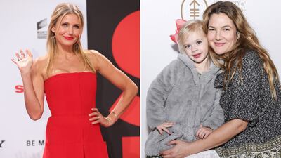 Cameron Diaz, and Frankie Kopelman with her mother, Drew Barrymore. Getty Images