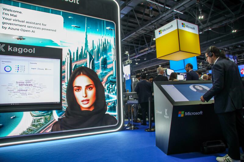 Microsoft's new virtual assistant Mai was demonstrated at Gitex Global in Dubai. Leslie Pableo / The National
