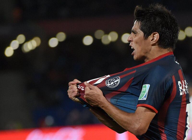 San Lorenzo midfielder Pablo Barrientos celebrates his goal at the Club World Cup in a semi-final win against Auckland City on Wednesday. Fadel Senna / AFP / December 17, 2014 