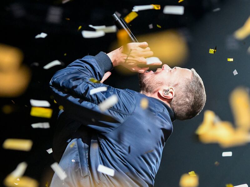 Imagine Dragons lead singer Dan Reynolds performs at Etihad Arena in Abu Dhabi. All photos: Khushnum Bhandari / The National
