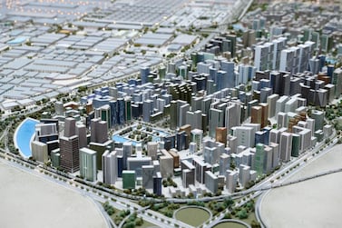 View of the Dubai South model at the developer's headquarters in Dubai. Pawan Singh / The National 