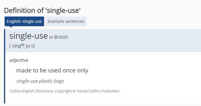 The word "single-use" has been named the Collins Dictionary word of the year.