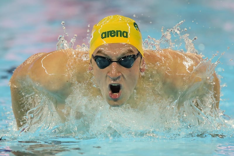 Nic Brown of of Australia competes in the Men's 4x100m Medley Relay on day 6 of the 14th FINA World Swimming Championships in Hangzhou, China. Getty Images