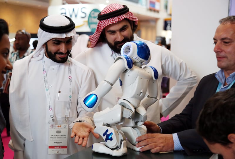 Dubai, 08, Oct, 2017 : Visitors take a look at the Robos during the  37th Gitex Technology Week at the World Trade Centre in Dubai. Satish Kumar / For the National