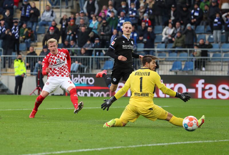 BUNDESLIGA TOP SCORERS 2021/22:
=10) Jonathan Burkardt (Mainz) Seven goals in 20 games. AP