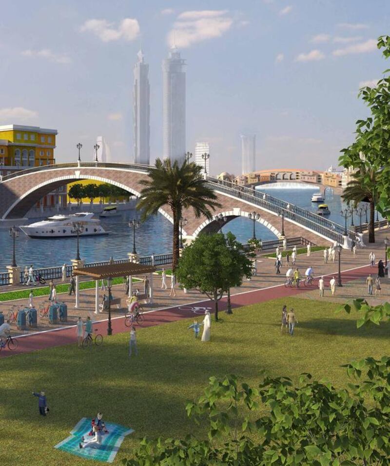 An artist's impression of the canal that will pass through Safa Park in Dubai. WAM