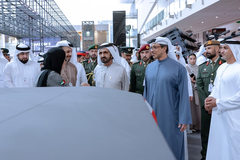 Sheikh Mohammed with Sheikh Mansour on the tour of Idex