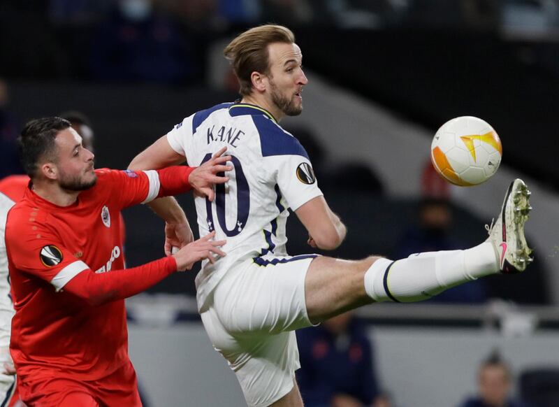 Tottenham's Harry Kane controls the ball. AP