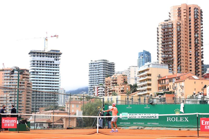 Rafael Nadal plays a backhand during a training session ahead of the Monte-Carlo Masters. Getty