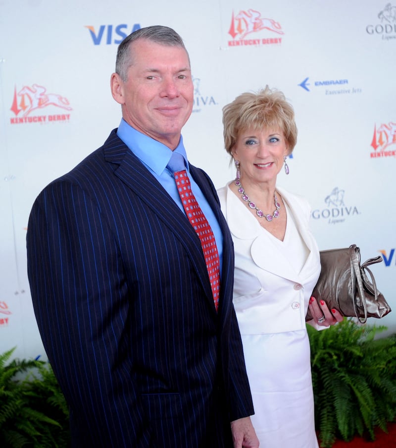 McMahon and his wife Linda, who are now separated, in 2008. Ms McMahon is worth an estimated $2 billion. Getty 