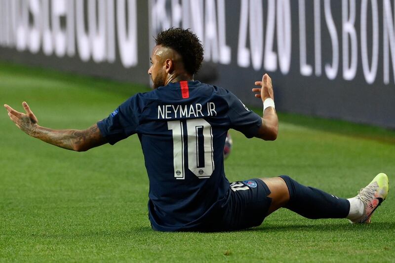 PSG's Neymar gestures. AP
