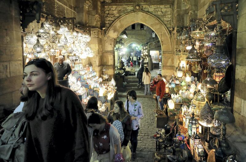Tourists are seen in a popular tourist area named "Khan el-Khalili" in the al-Hussein and Al-Azhar districts in old Islamic Cairo, Egypt December 30, 2018. REUTERS/Mohamed Abd El Ghany