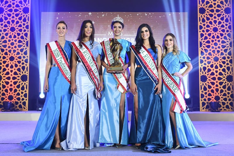 Rachel Younan (centre) has been crowned Miss Lebanon Emigrant 2018 