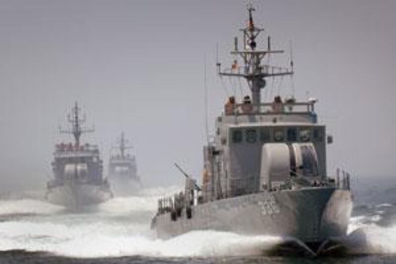 This undated handout photo released by the South Korea Navy on November 10, 2009 in Seoul shows high-speed patrol boats armed with canons and machine guns.