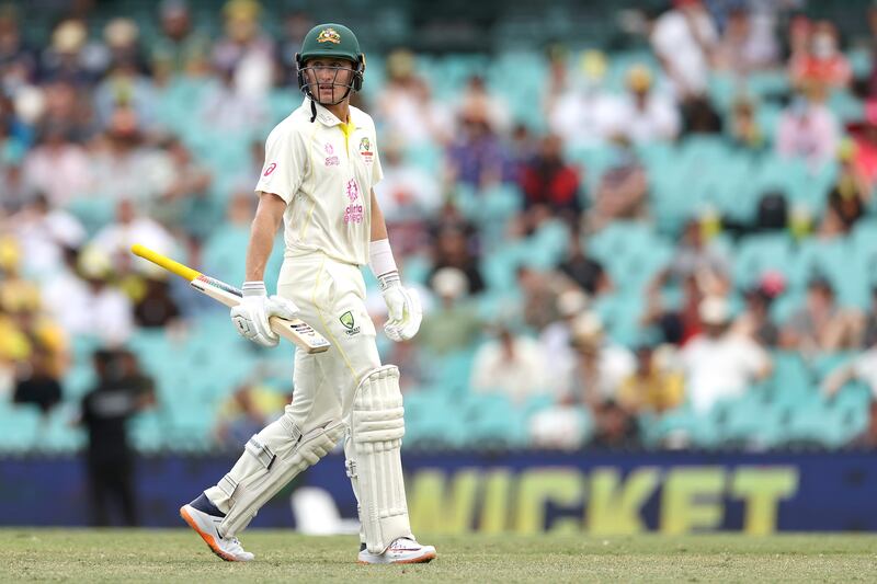 Marnus Labuschagne of Australia reacts after losing his wicket. Getty Images