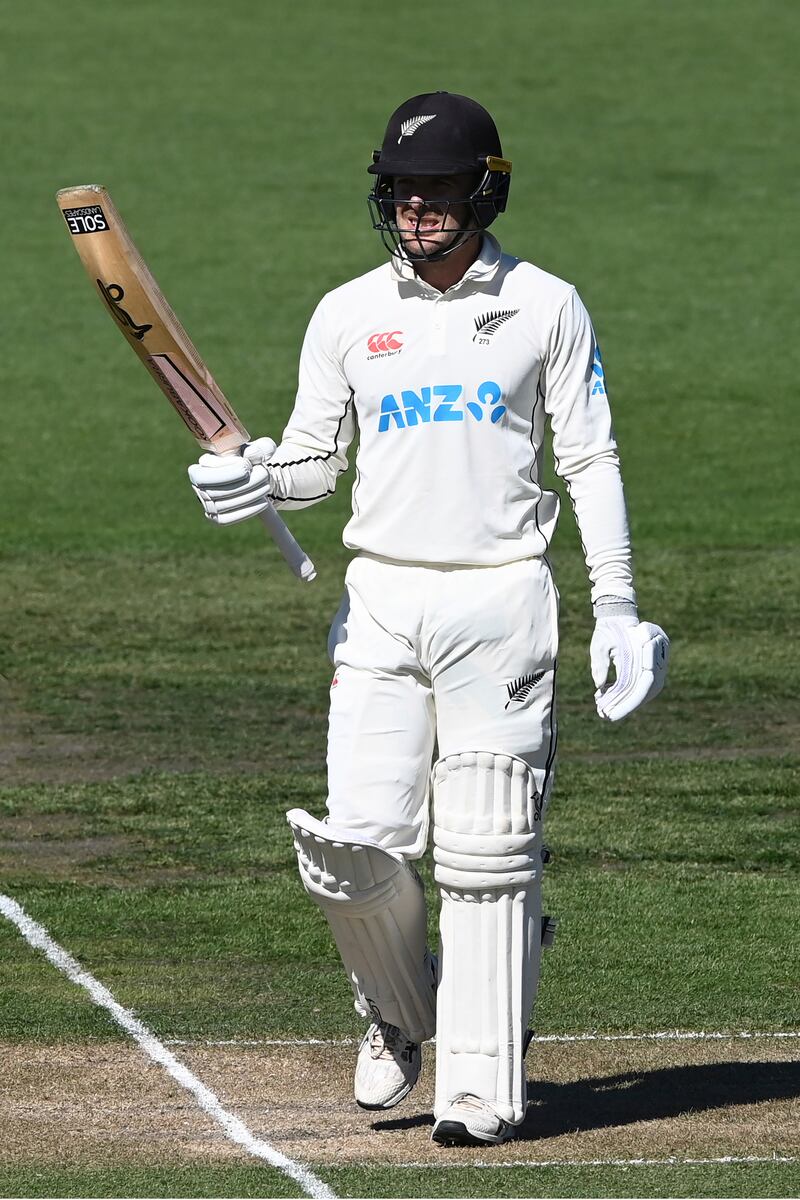 Tom Blundell after reaching his fifty. AP