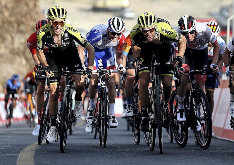 HATTA, February, 24, 2020: Cyclists in action during the second stage of the UAE Tour 2020 Cycle Race in Hatta  . Satish Kumar/ For the National/  Story Amit Pasella