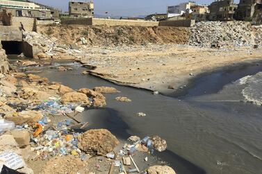 Sewage flows into the Mediterranean Sea near Ouzai, south Beirut, June 28, 2018. David Enders for The National