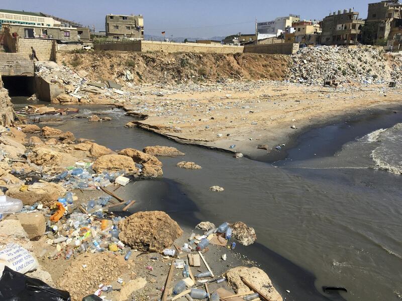 Sewage flows into the Mediterranean Sea near Ouzai, south Beirut, June 28, 2018. 