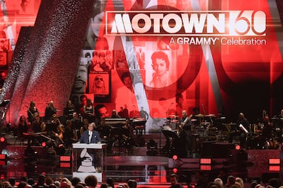 Motown Records founder Berry Gordy speaks onstage at the Motown 60: A Grammy Celebration event in 2019. Mr Gordy founded his legendary record label with a loan from his family's savings circle. AP