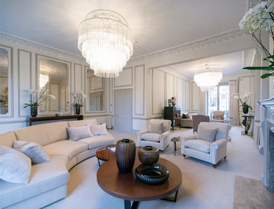 The front reception room in a property in Hanover Terrace, Regent's Park, where the rent is £8,450 a week. Photo: Beauchamp Estates
