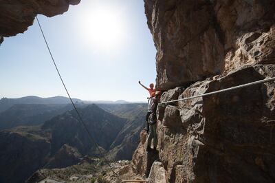 The via ferrata at Anantara Al Jabal Al Akhdar Resort, Oman. Courtesy Antony Hansen