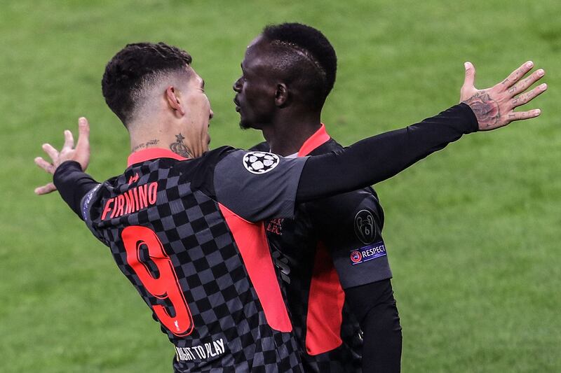 Sadio Mane and Roberto Firmino after the second goal. AFP