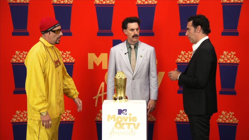 Sacha Baron Cohen receives the Comedic Genius Award during the 2021 MTV Movie & TV Awards in Los Angeles, California, U.S. May 16, 2021. Viacom/Handout via REUTERS ATTENTION EDITORS - NO RESALES. NO ARCHIVES. THIS IMAGE HAS BEEN SUPPLIED BY A THIRD PARTY. NO NEW USES AFTER JULY 15, 2021.