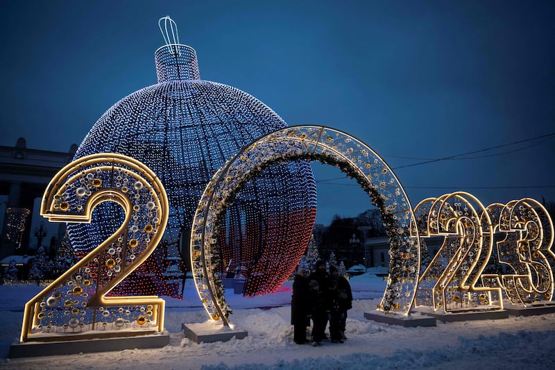 Festive decorations in Moscow. AFP