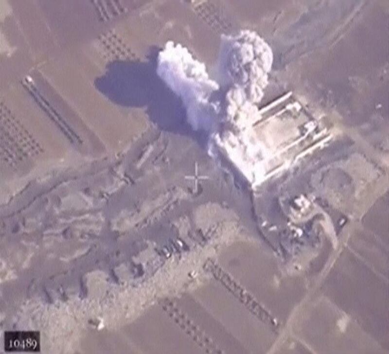 An airstrike carried out by Russia's air force on an ISIL training camp in Aleppo. Reuters 