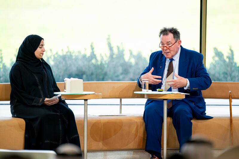 Prof Ger Graus delivers a talk about reimagining early education at Majlis Mohamed bin Zayed. Photo: UAE Presidential Court