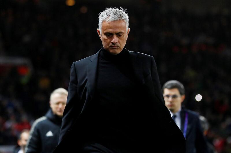 Jose Mourinho heads to the tunnel at the final whistle after his Manchester United were beaten 1-0 by Juventus. Reuters