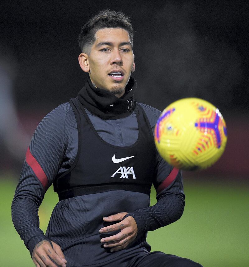 KIRKBY, ENGLAND - DECEMBER 11: (THE SUN OUT. THE SUN ON SUNDAY OUT) Roberto Firmino of Liverpool during a training session at AXA Training Centre on December 11, 2020 in Kirkby, England. (Photo by John Powell/Liverpool FC via Getty Images)
