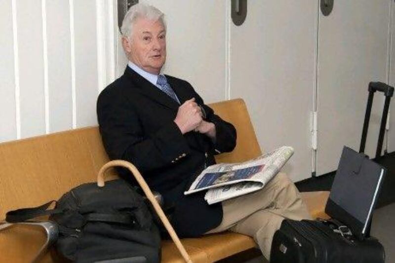 The retired British businessman Christopher Tappin waits at Heathrow last week for transfer to US custody. He is accused of plotting to sell missile batteries to Iran.