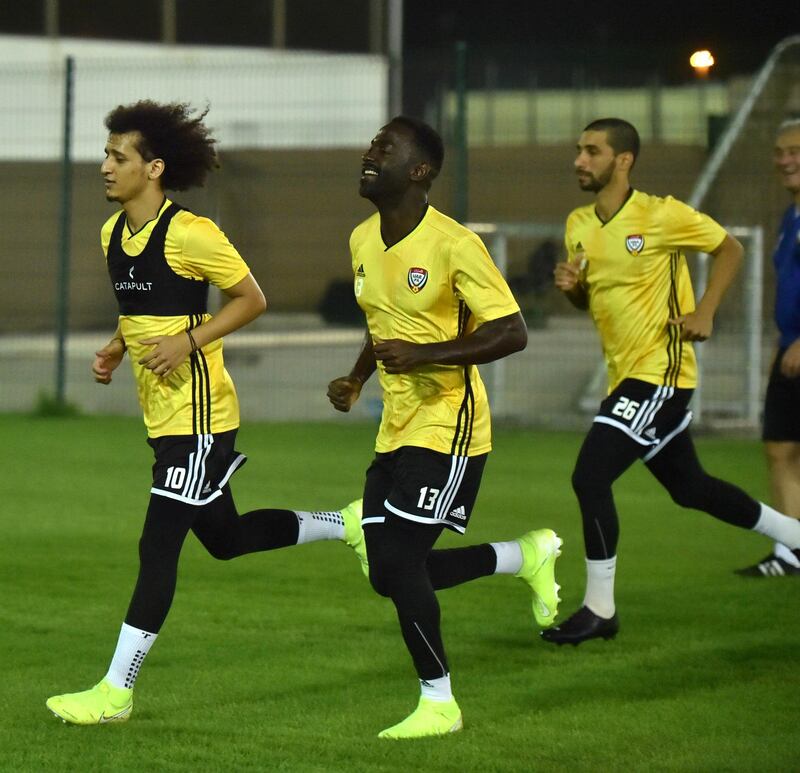 UAE training ahead of this week's WC qualifier against Indonesia.