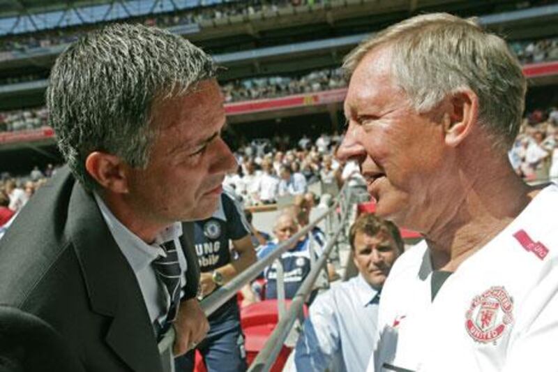 Jose Mourinho, left, says he has a close friendship with Sir Alex Ferguson. Carl de Souza / AFP