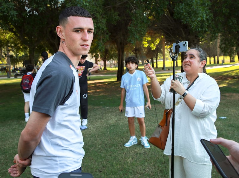 Phil Foden with The National reporter Reem Abulleil. Victor Besa / The National