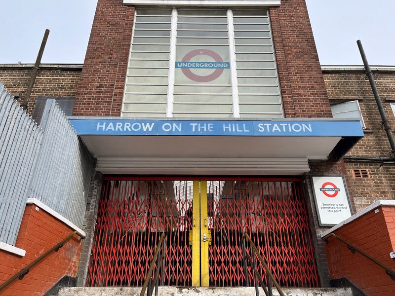Closed gates at Harrow-on-the-Hill underground station in north London. PA