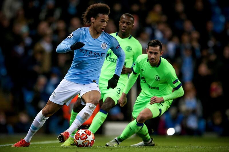 Manchester City's Leroy Sane, scored one of City's seven goals against Schalke and had a hand in three others for his teammates as City advanced to the quarter-finals of the Champions League 10-2 on aggregate. EPA