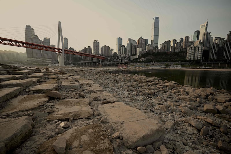 The dried-up bed of the Jialing, a tributary of the Yangtze River in China's south-western city of Chongqing. AFP